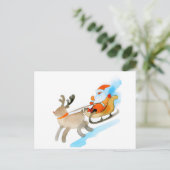 Christmas Card Best Wishes Santa Claus Rudolph  Fe Briefkaart (Staand voorkant)