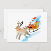 Christmas Card Best Wishes Santa Claus Rudolph  Fe Briefkaart (Voorkant / Achterkant)