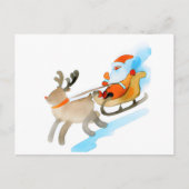 Christmas Card Best Wishes Santa Claus Rudolph  Fe Briefkaart (Voorkant)