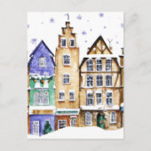 Christmas Card Best Wishes Winter Town Snow  Feier Briefkaart (Voorkant)