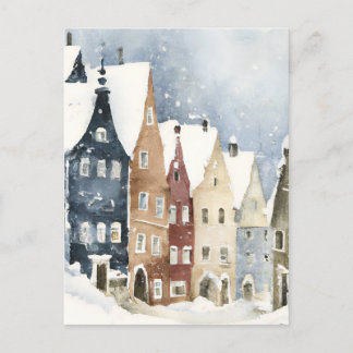Christmas Card Best Wishes Winter Town Snow Feiert Briefkaart