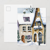 Christmas Card Best Wishes Winter Town Snow Feiert Briefkaart (Voorkant / Achterkant)