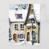 Christmas Card Best Wishes Winter Town Snow Feiert Briefkaart (Voorkant)