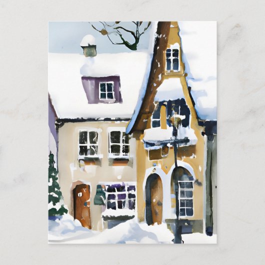 Christmas Card Best Wishes Winter Town Snow Feiert Briefkaart (Voorkant)