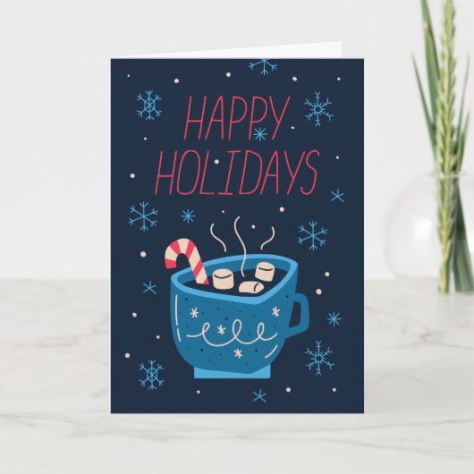 Christmas Card Cup of Cocoa with Candy Cane Feestdagen Kaart (Voorkant)
