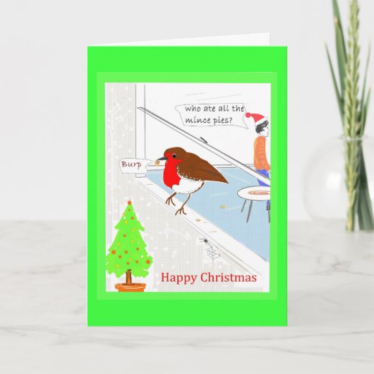 Christmas Card customizable cute robin Feestdagen Kaart (Voorkant)