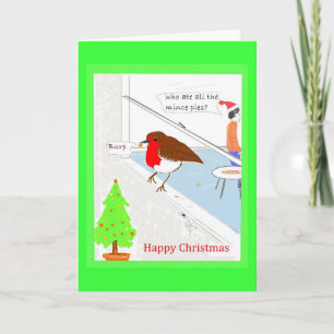 Christmas Card customizable cute robin Feestdagen Kaart