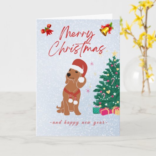 Christmas Card Dachshund Kaart (Gele Bloem)