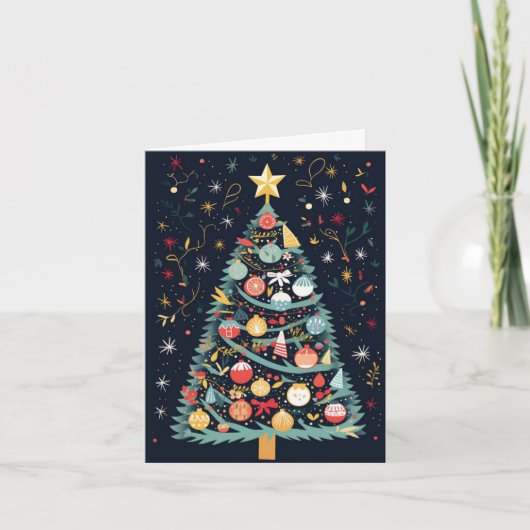 Christmas Card - Decorative Christmas Tree Feestdagen Kaart (Voorkant)
