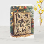 Christmas Card - Dream, Believe, Be Grateful (C) Kaart (Gele Bloem)