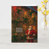 Christmas card Elves playing on scaffolding Kaart (Gele Bloem)