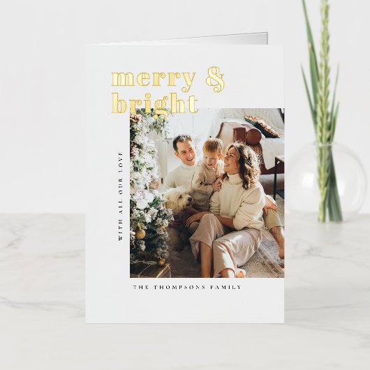 Christmas Card Foil Merry & Bright Folie Feestdagenkaart (Voorkant)