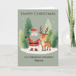 Christmas Card for a Coworker – Santa and Reindeer Kaart