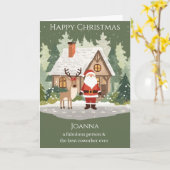 Christmas Card for a Coworker - Santa & Reindeer Kaart (Gele Bloem)