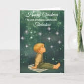 Christmas Card for Grandson – Starry Night  Kaart (Voorkant)