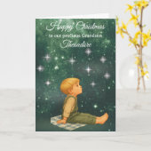 Christmas Card for Grandson – Starry Night  Kaart (Gele Bloem)
