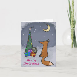 Christmas card, fox and friends, folding feestdagen kaart