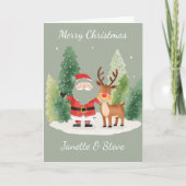 Christmas Card from a couple - Santa and Reindeer Kaart (Voorkant)