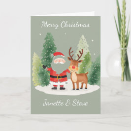 Christmas Card from a couple - Santa and Reindeer Kaart
