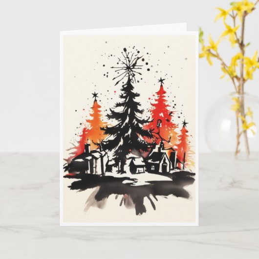 Christmas card kaart (Gele Bloem)