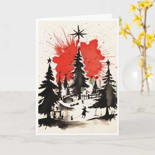 Christmas card kaart (Gele Bloem)