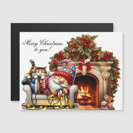 Christmas Card Magnet 4.25"x5" with Sleeping Santa (Voorkant / Achterkant)