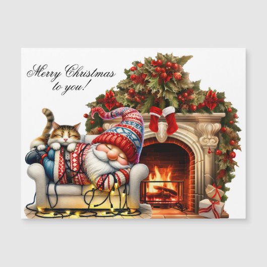 Christmas Card Magnet 4.25"x5" with Sleeping Santa (Voorkant)