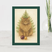 Christmas Card – Maine Coon Cat Feestdagen Kaart (Voorkant)