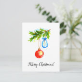Christmas Card Merry Christmas Wishes Ornatments   Briefkaart (Staand voorkant)
