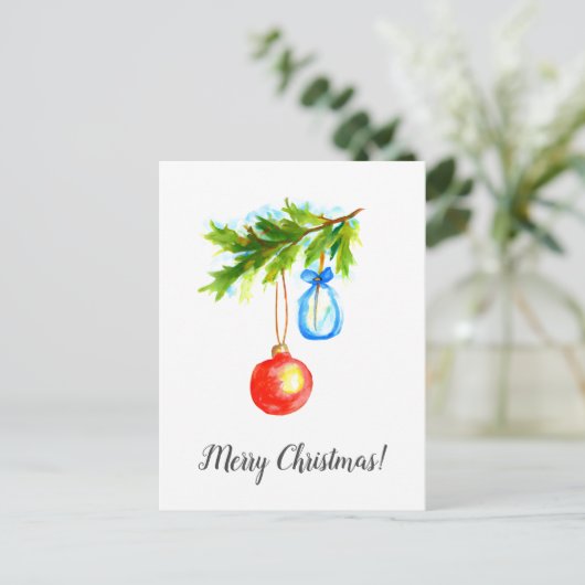 Christmas Card Merry Christmas Wishes Ornatments   Briefkaart (Staand voorkant)