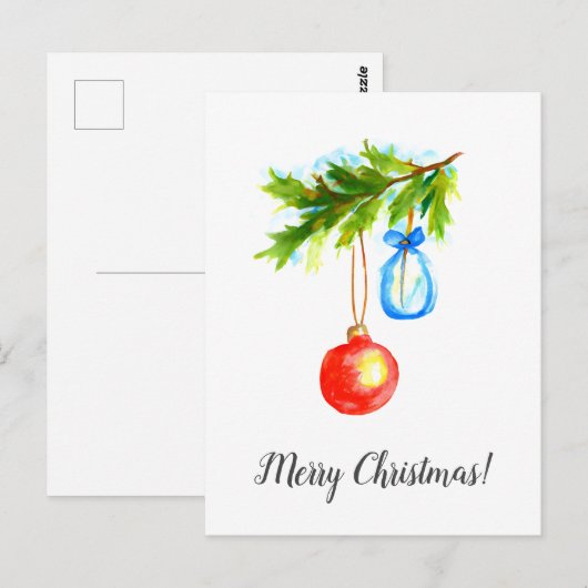 Christmas Card Merry Christmas Wishes Ornatments   Briefkaart (Voorkant / Achterkant)