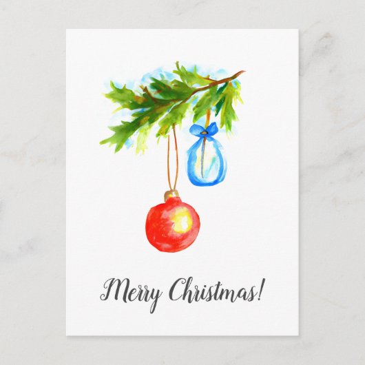 Christmas Card Merry Christmas Wishes Ornatments   Briefkaart (Voorkant)