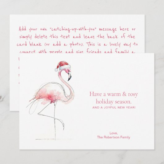 CHRISTMAS CARD Pink Flamingo Florida Holiday Card Feestdagenkaart (Voorkant / Achterkant)