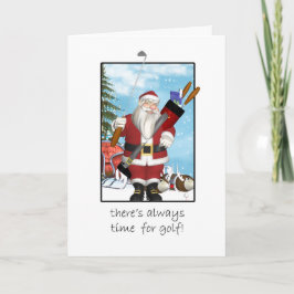 Christmas Card, Santa Playing Golf Feestdagen Kaart