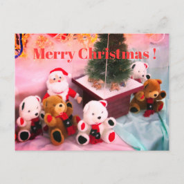 Christmas card:Santa's stuffed & bear stuffed Feestdagenkaart