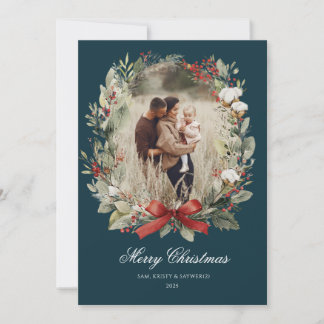 Christmas Card  Watercolor botanical floral  Kaart