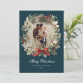 Christmas Card Watercolor botanical floral Kaart (Staand voorkant)