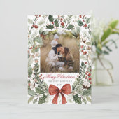 Christmas Card  Watercolor botanical floral  Kaart (Staand voorkant)