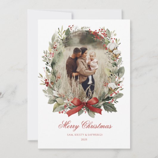 Christmas Card Watercolor botanical floral Kaart (Voorkant)