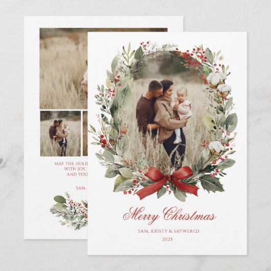 Christmas Card Watercolor botanical floral Kaart (Voorkant / Achterkant)