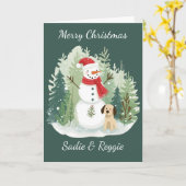 Christmas Card watercolor - Snowman and Dog Kaart (Gele Bloem)