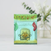 Christmas Card With A Fireplace Briefkaart (Staand voorkant)