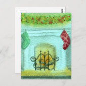 Christmas Card With A Fireplace Briefkaart (Voorkant / Achterkant)