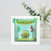 Christmas Card With A Fireplace Kaart (Staand voorkant)