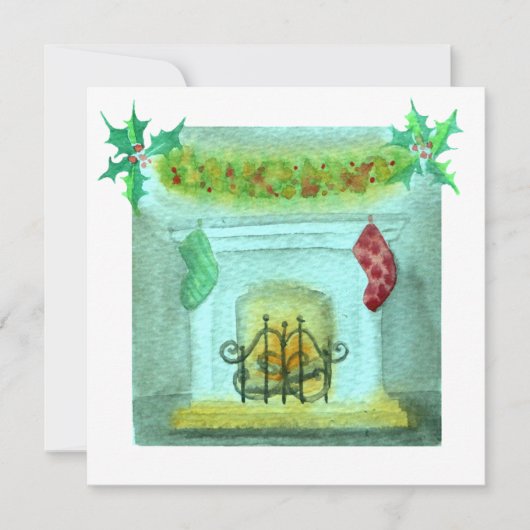Christmas Card With A Fireplace Kaart (Voorkant)
