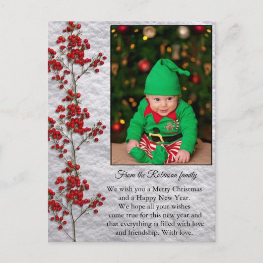 Christmas Card With a Smiling and Happy Baby. Briefkaart (Voorkant)