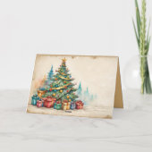 Christmas Card With Decorated Tree and Gifts Feestdagen Kaart (Achterkant)