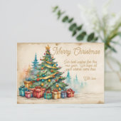 Christmas Card With Decorated Tree and Gifts Kaart (Staand voorkant)