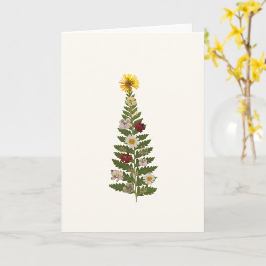Christmas Card with Pressed Flower Tree Kaart (Gele Bloem)