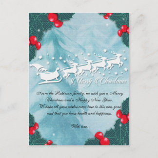 Christmas Card With Santa's Reindeer Briefkaart